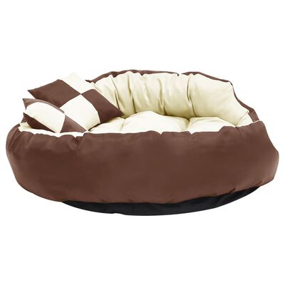 vidaXL Hundekissen Wendbar und Waschbar Braun und Creme 110x80x23 cm