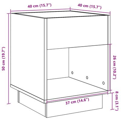 vidaXL Nachttisch mit Infinity-LED Grau Sonoma 40x40x50 cm