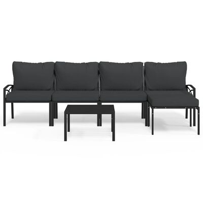 vidaXL 6-tlg. Garten-Lounge-Set mit Grauen Kissen Stahl