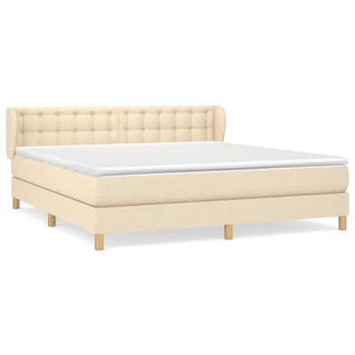 vidaXL Boxspringbett mit Matratze Creme 160x200 cm Stoff