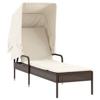 vidaXL Sonnenliege mit Dach Braun Poly Rattan