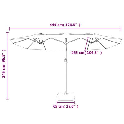 vidaXL Doppel-Sonnenschirm mit LED-Leuchten Sandweiß 449x245 cm