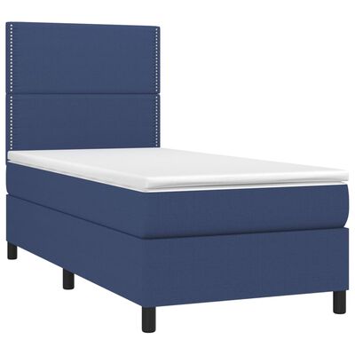 vidaXL Boxspringbett mit Matratze & LED Blau 90x200 cm Stoff