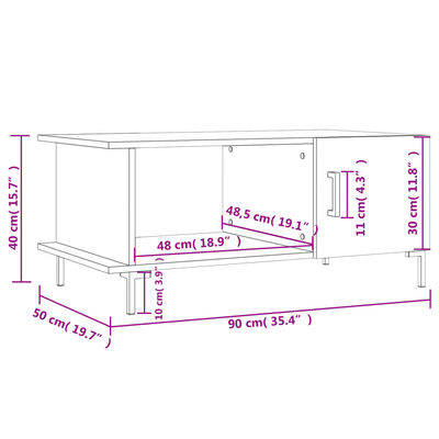 vidaXL Couchtisch Sonoma-Eiche 90x50x40 cm Holzwerkstoff