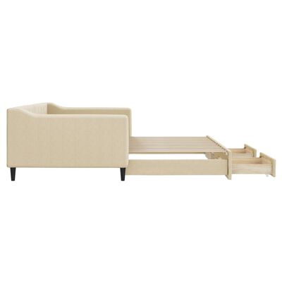 vidaXL Tagesbett Ausziehbar mit Schubladen Creme 100x200 cm Stoff