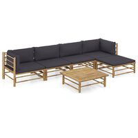 vidaXL 6-tlg. Garten-Lounge-Set mit Dunkelgrauen Kissen Bambus