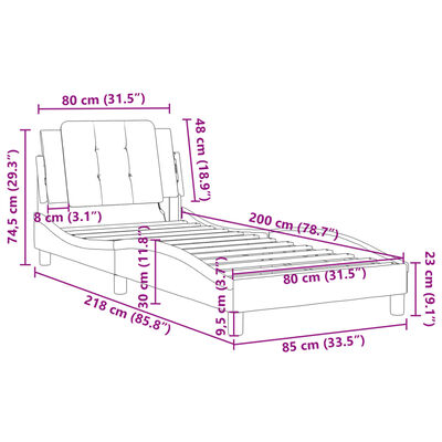 vidaXL Bettgestell mit Kopfteil Weiß und Schwarz 80x200 cm Kunstleder