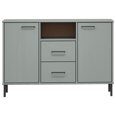 vidaXL Sideboard OSLO mit Metallbeinen Grau 113x40x77 cm Massivholz