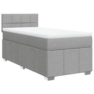 vidaXL Boxspringbett mit Matratze Hellgrau 90x200 cm Stoff