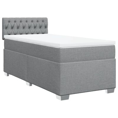 vidaXL Boxspringbett mit Matratze Hellgrau 100x200 cm Stoff