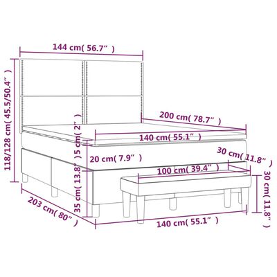 vidaXL Boxspringbett mit Matratze Rosa 140x200 cm Samt