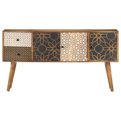 vidaXL Sideboard mit Druckmuster 130×30×70 cm Massivholz Mango