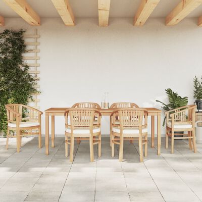 vidaXL 7-tlg. Garten-Essgruppe Massivholz Teak