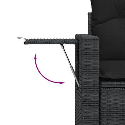 vidaXL 6-tlg. Garten-Sofagarnitur mit Kissen Schwarz Poly Rattan