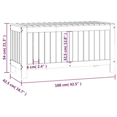 vidaXL Gartentruhe Schwarz 108x42,5x54 cm Massivholz Kiefer