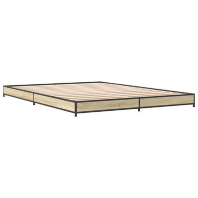 vidaXL Bettgestell Sonoma-Eiche 120x190 cm Holzwerkstoff und Metall