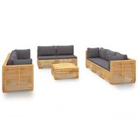 vidaXL 9-tlg. Garten-Lounge-Set mit Kissen Massivholz Teak