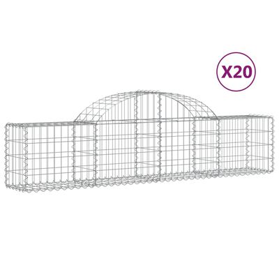 vidaXL Gabionen mit Hochbogen 20 Stk. 200x30x40/60 cm Verzinktes Eisen