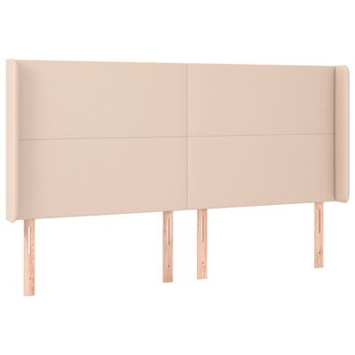 vidaXL Kopfteil mit Ohren Cappuccino-Braun 203x16x118/128cm Kunstleder