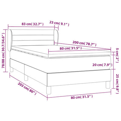 vidaXL Boxspringbett mit Matratze Creme 80x200 cm Stoff