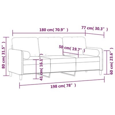 vidaXL 3-Sitzer-Sofa mit Kissen Dunkelgrau 180 cm Samt