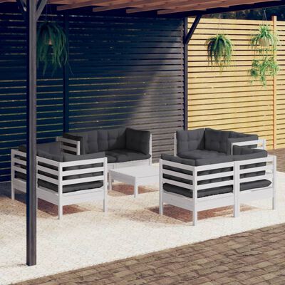 vidaXL 9-tlg. Garten-Lounge-Set mit Anthrazit Kissen Kiefernholz