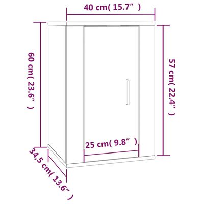 vidaXL TV-Wandschränke 2 Stk. Hochglanz-Weiß 40x34,5x60 cm