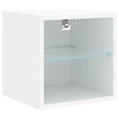 vidaXL TV-Wandschrank mit LED-Leuchten Weiß 30x28,5x30 cm