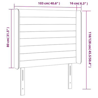 vidaXL Kopfteil mit Ohren Hellgrau 103x16x118/128 cm Stoff