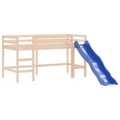 vidaXL Kinderhochbett mit Turm Blau 80x200 cm Massivholz Kiefer