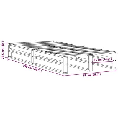 vidaXL Massivholzbett ohne Matratze 75x190 cm Kiefernholz