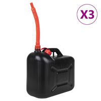 vidaXL Benzinkanister mit Flexiblem Ausgießer 3 Stk. Schwarz 20 L