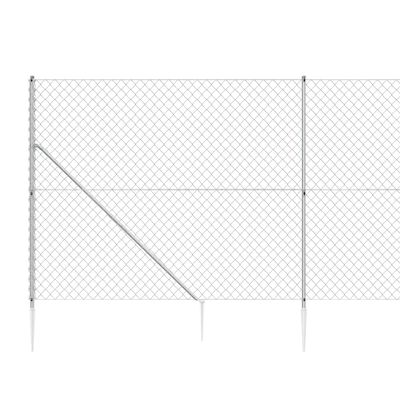 vidaXL Maschendrahtzaun mit Bodenhülsen Silbern 2,2x25 m