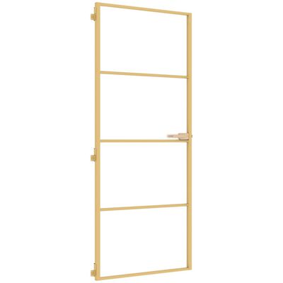 vidaXL Innentür Schlank Golden 83x201,5 cm Hartglas und Aluminium