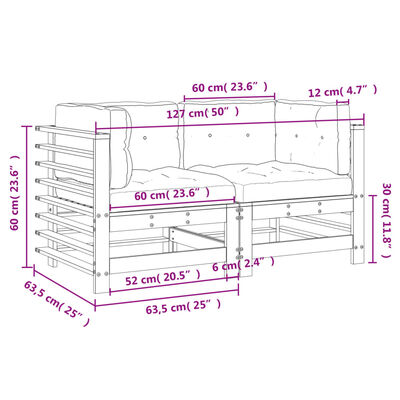 vidaXL Ecksofas mit Kissen 2 Stk. Kiefernholz Imprägniert