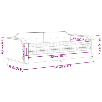 vidaXL Tagesbett mit Matratze Hellgrau 80x200 cm Stoff