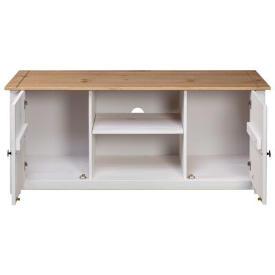 vidaXL TV-Schrank Weiß 120x40x50 cm Massivholz Panama-Kiefer