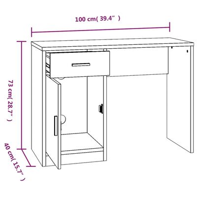 vidaXL Schreibtisch mit Stauraum Räuchereiche 100x40x73 cm