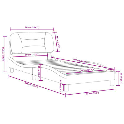 vidaXL Bettgestell mit Kopfteil Cappuccino-Braun 80x200 cm Kunstleder