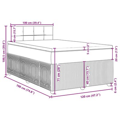 vidaXL Boxspringbett mit Matratze Blau 120x190 cm Samt