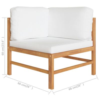 vidaXL Ecksofas 2 Stk. mit Creme Kissen Massivholz Teak