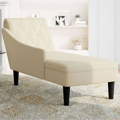 vidaXL Chaiselongue mit Kissen und Rechter Armlehne Creme Stoff