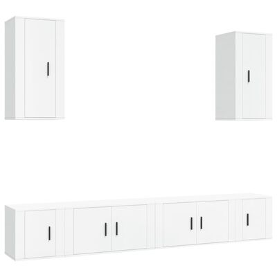 vidaXL 6-tlg. TV-Schrank-Set Weiß Holzwerkstoff