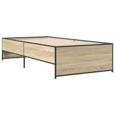 vidaXL Bettgestell Sonoma-Eiche 100x200 cm Holzwerkstoff und Metall