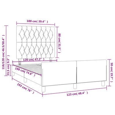 vidaXL Bettgestell mit Kopfteil Dunkelblau 120x190 cm Samt