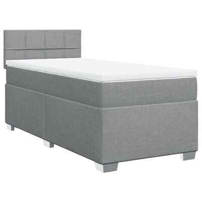 vidaXL Boxspringbett mit Matratze Hellgrau 90x200 cm Stoff