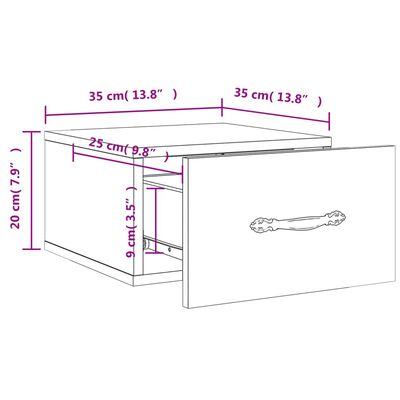 vidaXL Wand-Nachttische 2 Stk. Hochglanz-Weiß 35x35x20 cm