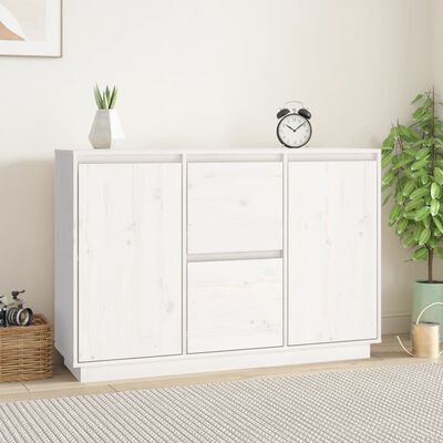 vidaXL Sideboard Weiß 111x34x75 cm Massivholz Kiefer