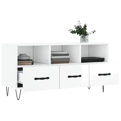 vidaXL TV-Schrank Hochglanz-Weiß 102x36x50 cm Holzwerkstoff