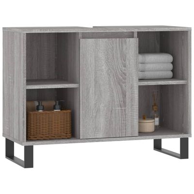 vidaXL Badschrank Grau Sonoma 80x33x60 cm Holzwerkstoff